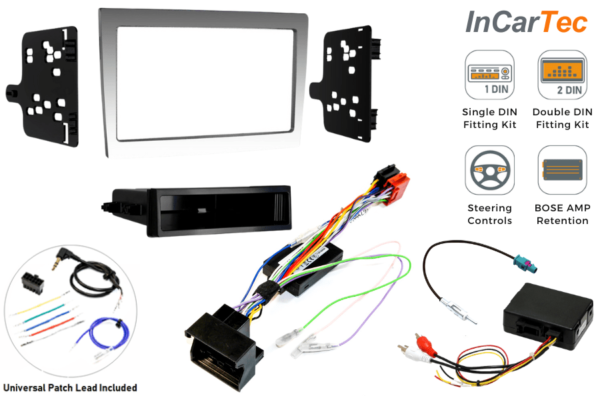 Porsche 987 and 997 Single/ Double DIN car stereo upgrade fitting kit (WITH BOSE) SILVER